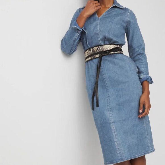 White House Black Market Dresses & Skirts - nwt WHITE HOUSE BLACK MARKET clear coated denim midi dress 8